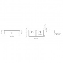 Cuba de Embutir Para Cozinha Dupla Paprica 90cm Sabbia